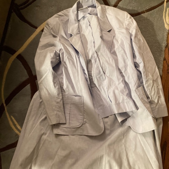 Vntg blue linen suit size 18 - Picture 1 of 4